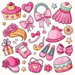 وکتور اکسسوری دخترانه رنگ صورتی