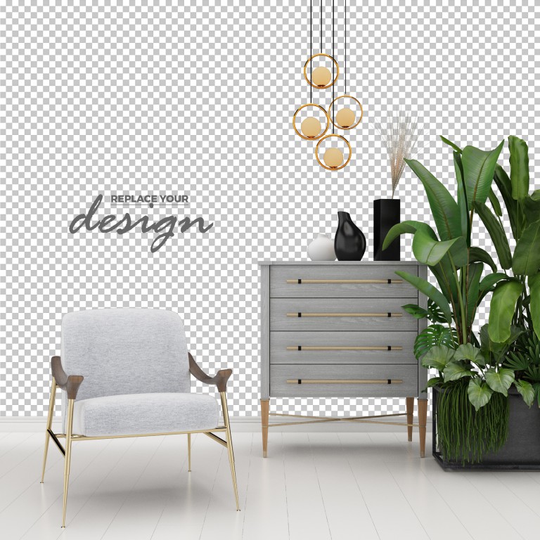 فایل لایه باز موکاپ دیوار اتاق نشیمن مدرن