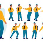 وکتور پسرجوان با حالت های مختلف بدنی