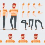 وکتور تصویر مرد جوان با حالت بدنی مختلف