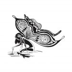 وکتور تصویر طراحی فرشته با بال های پروانه