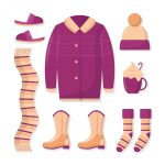 وکتور ملزومات لباس زمستانی در پس زمینه سفید