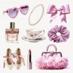 فایل لایه باز مجموعه لوازم جانبی دخترانه صورتی زیبا