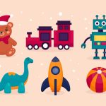 وکتور مجموعه وسایل اسباب بازی پسربچه ها