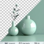 فایل لایه باز تصویر دو گلدان سبز ملایم با گل