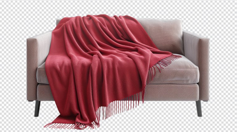 فایل لایه باز تصویر شال باز شده روی مبل