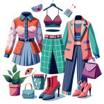 وکتور لباس زنانه شیک با اکسسوری های زیبا و مد