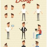 وکتور تصویر مرد در حالت شغل های مختلف