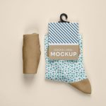 فایل لایه باز طراحی موکاپ جوراب بسته بندی شده