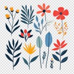 فایل لایه باز مجموعه برگ‌ وگل های مختلف