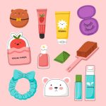 وکتور لوازم آرایشی و شوینده صورت با دست کشیده شده