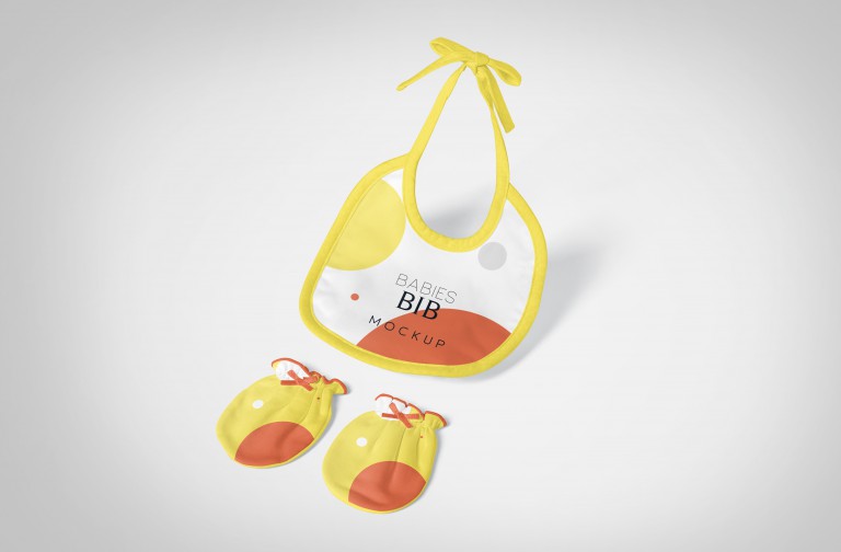 فایل لایه باز موکاپ پیشبند و دستکش نوزاد