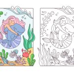 وکتور تصویر کتاب رنگ آمیزی پری دریایی