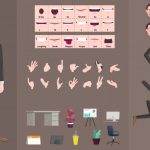 وکتور شخصیت تاجر با استایل کت و شلوار و مفاصل متحرک