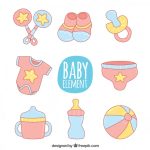 وکتور مجموعه لباس و لوازم کودک