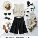 فایل لایه باز تصویر پیراهن سفید، شلوارک مشکی