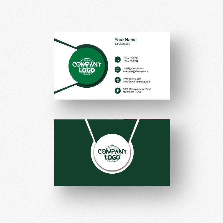 فایل لایه باز کارت ویزیت با رنگ سبز و سفید