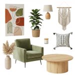 فایل لایه باز چیدمان دکوراسیون اتاق نشیمن با طرح بوهو