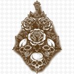 فایل لایه باز تصویر اسکلت با گل