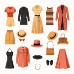 وکتور ست لباس زنانه همراه با کلاه های مختلف