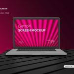 فایل لایه باز موکاپ لپ تاپ با پس زمینه گرادیانت