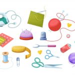 وکتور مجموعه وسایل خیاطی و بافتنی