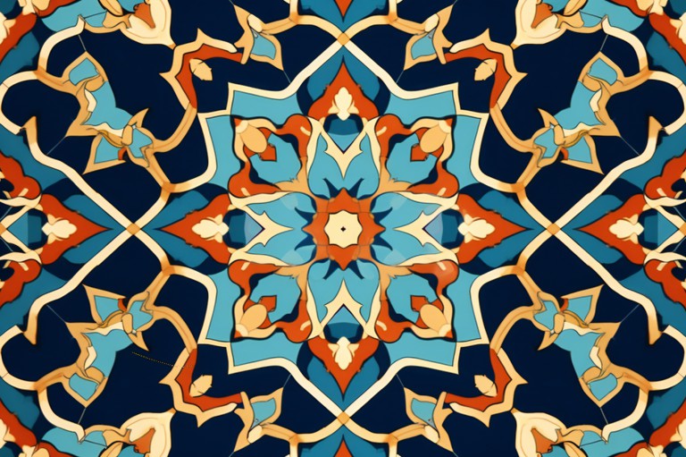 تصویر نقوش اسلیمی با آبرنگ