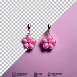 فایل لایه باز تصویر گوشواره طرح گل صورتی