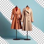 فایل لایه باز دو پالتو کرم با یقه انگلیسی