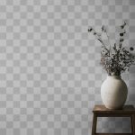 فایل لایه باز موکاپ دیوار همراه با گلدان