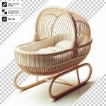 فایل لایه باز سبد نوزاد حصیری با پایه چوبی