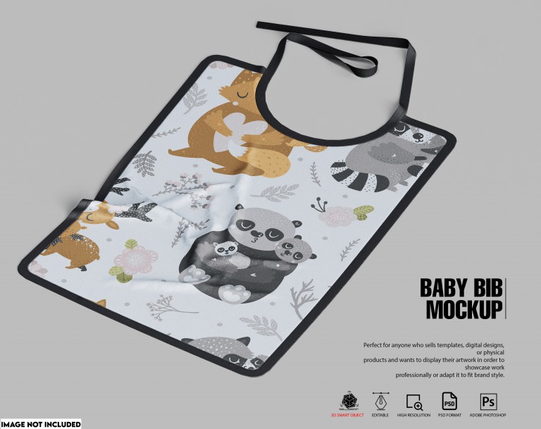 فایل لایه باز موکاپ طراحی پیشبند نوزاد