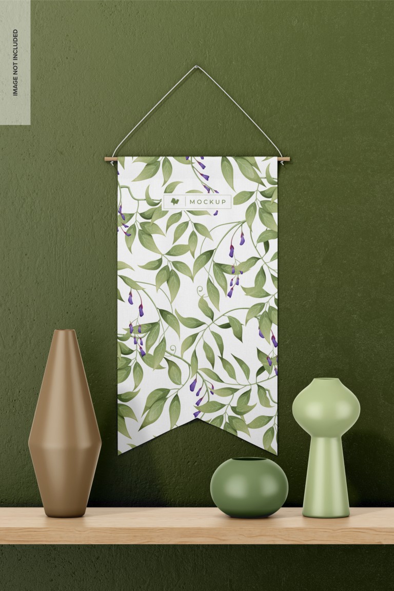 فایل لایه باز موکاپ قاب پارچه ای روی دیوار