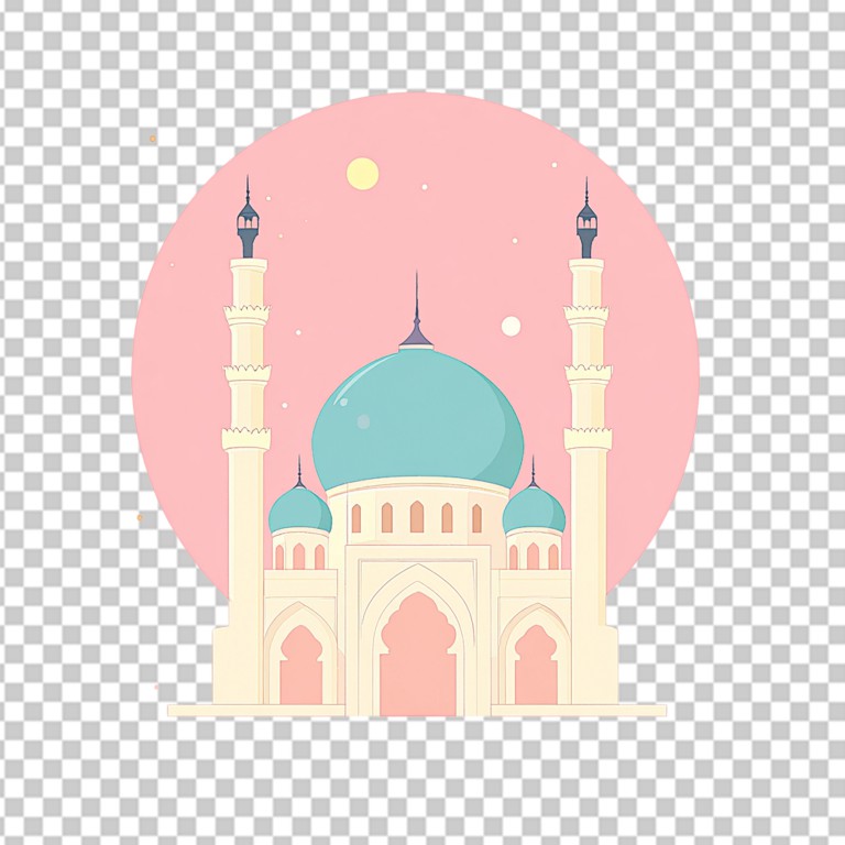 فایل لایه باز تصویر مسجد رنگ صورتی و آبی