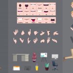 وکتور مرد با حالت های مختلف بدنی