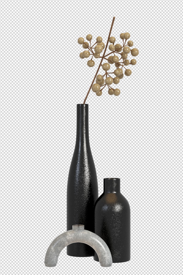 فایل لایه باز گلدان گل در پس زمینه شفاف