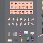 وکتور تصویر خانم با کت دامن مشکی