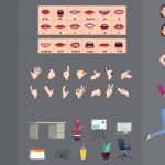 وکتور زن با حالت های مختلف بدنی