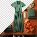 فایل لایه باز پیراهن سبز همراه با اکسسوری های مختلف