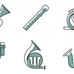 وکتور طراحی خطی لوازم موسیقی