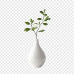 فایل لایه باز گلدان سفید ساده باگیاه سبز