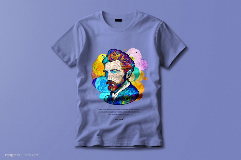 فایل لایه باز طراحی موکاپ تیشرت از نمای بالا