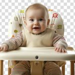 فایل لایه باز تصویر کودک خوشحال در صندلی غذا