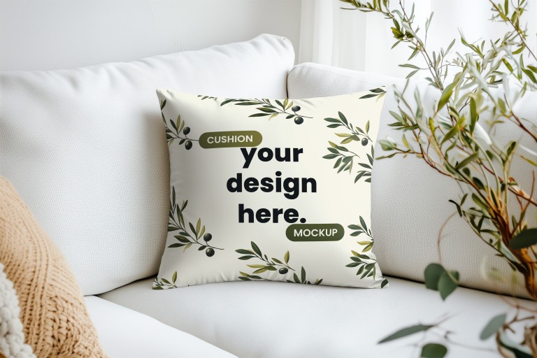 فایل لایه باز موکاپ کوسن با فضای خانه