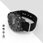 فایل لایه باز ساعت مچی اسپرت مشکی با بند برزنتی