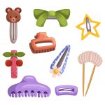 وکتور مجموعه گیر مو های دخترانه