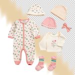 فایل لایه باز ست لباس نوزاد دختر