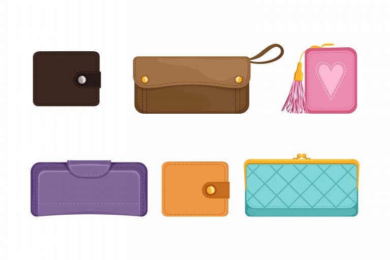وکتور کیف پول های مختلف رنگی