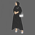 وکتور زن حجاب ایستاده با عبا مشکی وکتور زن حجاب ایستاده با عبا مشکی