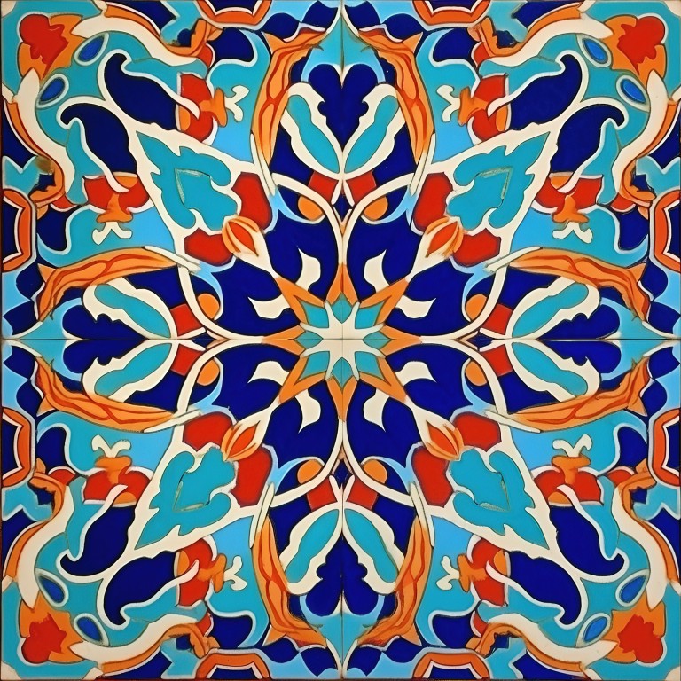 تصویر آماده الگوی کاشی با رنگ آبی